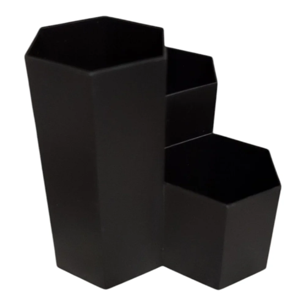 Cosmetics Storage Container “Lips, Eyes, Face” makeup Brush Holder Black